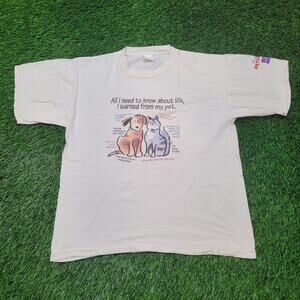 VTG 90s "I Learned From My Pet" PetSmart Funny Pet Lover T-Shirt Mens Large